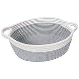 Goodpick Small Woven Basket, Storage Basket with Handles, Empty Baskets for Gifts, Woven Basket for Toys, Baby Laundry, Diapers, Towels, Snacks, Dog Toy Basket, Easter Basket, 12"x 8" x 5", Gray