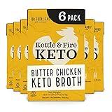 Butter Chicken Keto Bone Broth by Kettle and Fire, Bone Broth Soup, Organic, High Protein, Keto Friendly, Dairy Free, Gluten Free, 16oz each, 6 Pack