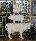 Deco 79 Polystone Farm Animals Decorative Sculpture Stacked Home Decor Statue, Accent Figurine 14" x 4" x 18", White