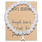 CENWA Lung Cancer Awareness Ribbon Bracelet, White Bracelet for Her with Encouraging Message Card