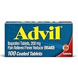 Advil Pain Reliever and Fever Reducer, Pain Relief Medicine with Ibuprofen 200mg for Headache, Backache, Menstrual Pain and Joint Pain Relief - 100 Coated Tablets