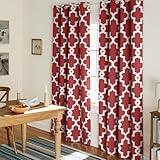 TOWN & COUNTRY EVERYDAY Ironwork Geo Trellis Sateen Indoor Curtains, Room Darkening Blackout, Grommet Top, Energy Efficient, 2-Pack Set, 52"x84", Burgundy