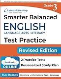 SBAC Test Prep: Grade 3 English Language Arts Literacy (ELA) Common Core Practice Book and Full-length Online Assessments: Smarter Balanced Study Guide (SBAC by Lumos Learning)
