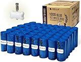 GORILLA SUPPLY 1000 Dog Poop Waste Bags with Dispenser and Leash Tie, 9" x 13", Blue, 1000 Count