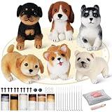 Gipony Needle Felting Kit, 6 PCS Farm Animal Needle Felting Beginner Kits, Wool Felt Needle Felting Tools Foam Pad, Craft Party Supplies for Beginners Adult(The Dog Family)
