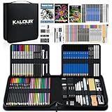 KALOUR 82 Pack Drawing Sketching Kit, Pro Art Supplies with Sketchbook, Include Tutorial,Colored, Graphite, Charcoal, Watercolor,Metallic & Pastel Pencils, Drawing Set for Adults Teens Beginner