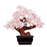 Parma77 Feng Shui Natural Rose Pink Quartz Crystal Money Tree Bonsai Style Decoration for Wealth and Luck