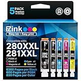 E-Z Ink Compatible Ink Cartridge Replacement for Canon PGI-280XXL CLI-281XXL 280 XXL 281 XXL Compatible with TR8620a TR8620 TS702a TS9520 TS9521C TR8520 TS6220 TS6320 TS8220 (5 Pack)