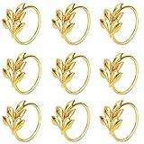 KPOSIYA Set of 20 Leaf Napkin Rings Metal Gold Napkin Holder Table Napkin Rings for Dinning Table Parties Everyday (Ye Zi-Gold 20)