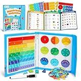 D-FantiX Magnetic Fraction Educational Puzzle, Magnetic Fraction Tiles & Fraction Circles Set, Math Manipulatives for Elementary School, Montessori Fraction Manipulatives Learning Toys for Kids