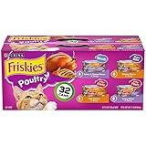 Purina Friskies Gravy Wet Cat Food Variety Pack, Poultry Shreds, Meaty Bits and Prime Filets - (Pack of 32) 5.5 oz. Cans