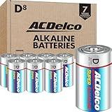 ACDelco 8-Count D Batteries, Maximum Power Super Alkaline Battery, 7-Year Shelf Life, Recloseable Packaging