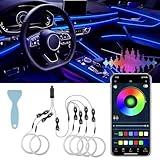 LivTee Smart LED Car Lights Interior with USB Port, LED Strip Fiber Optic Ambient Lighting Car, Wireless App Control, Sync to Music, Car Decorations Interior Accessories Gifts for Women Men, 6 in 1