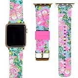 Lilly Pulitzer Silicone Watch Band Sized to Fit 38mm & 40mm Smartwatches, Compatible with Apple Watch Series 1-6 and SE, Fruity Flamingo