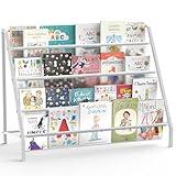 HAVEDAWN High-Transparent 4 Tier Kids Bookshelf, Sturdy Metal Large Size Book Rack Storage for Kids - Toddler Book Shelf Display for Nurasery, Kids Room, Deep Size Bookshelf Hold More Books
