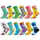 Fun Colorful Socks Combed Cotton Stockings Mid Calf Art Patterned Funky Happy Sock Packs, 12 Pairs1204, Free Size US 6-11