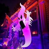 GOOSH 6 FT Halloween Inflatables Ghost Outdoor Window Decorations Blow Up Yard Multicolor Hanging Ghost with Built-in LEDs for Party Garden Indoor Decor