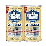 Bar Keepers Friend Powder Cleanser (2 x 12 oz) Multipurpose Cleaner, Stain & Rust Remover for Bathroom, Kitchen & Outdoor Use on Stainless Steel, Aluminum, Brass, Tile, Ceramic, Porcelain & More