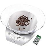 Etekcity 0.1g Food Kitchen Scale, Bowl, Digital Grams and Ounces for Weight Loss, Dieting, Baking, Cooking, and Meal Prep, 11lb/5kg, Stainless Steel Silver