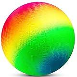 18 Inch Rubber Playground Balls for Kids - (2-Pack) Giant Ball Rainbow Inflatable Play Big Ball for Large Bouncy Balls, Kickballs Fun for Park, Indoor and Outdoor Games with Hand Pump