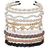LYroo Cute Pearl Headbands Beaded Headband Metal Head Bands No Slip Fashion Hair Accessories for Women Girls,10 Pack