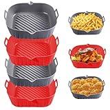 Golden Associate Silicone Liners Square for Air Fryer, 4 Pcs Non-stick Food-grade Reusable Basket Silicone Pot Baking Tray Airfryer Accessories, Top Size 8 inches, Bottom Size 7 inches