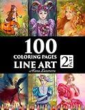 100 coloring pages. Line art. Part 2. Alena Lazareva: Coloring Book for Adults: Victorian, Mermaids, Fairies, Fashion, cats and dogs, Female portraits and More!