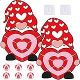 chiazllta 2PCS Valentine's Day Dart Board Sticky Balls Toys Games Gnome Dart Board Kit with 6 Red Sticky Balls and 2 Hooks for Valentine Indoor Outdoor Sports Fun Party Games