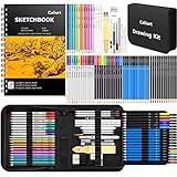 Caliart 176PCS Art Supplies Sketching Kit with 100 Sheets 3-Color Sketch Book, Graphite Colored Charcoal Watercolor & Metallic Pencils, School Supplies Gifts for Artists Adults Teens Girls Boys Kids