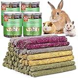 VESPRO 208Pcs Rabbit Chew Sticks, Guinea Pig Toys, Natural Timothy Grass Molar Teeth Stick, Mixing Flowers, Roses, Calendula and Forget Me Not, Small Animals Treats