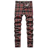 Keevoom Plaid Slim Fit Dress Pants for Men Tapered Golf Skinny Stretch Chino Pants Mens Casual Slacks Suit Striped Business(T5,34)