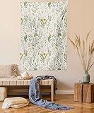 Ambesonne Floral Tapestry, Vintage Garden Plants Herbs Flowers Botanical Classic Design Art, Wall Hanging for Bedroom Living Room Dorm Decor, 60" X 80", Reseda Green Beige