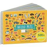 Cupkin Pet Animal Sticker Book Activity for Kids, Toddler Airplane Travel Essentials, 500+ Cat Stickers for Kids + 12 Scenes + 12 Coloring Book Pages, Animal Lover Children's Gift, Crafts Ages 2-8