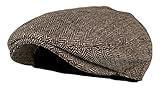 Wonderful Fashion Men's Classic Herringbone Tweed Wool Blend Newsboy Ivy Hat (Brown, SM)