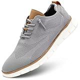 Men's Casual Dress Shoes Fashion Mesh Oxfords Business Walking Work Sneakers Comfortable Lightweight Soft Sole Grey