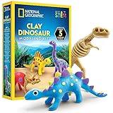 NATIONAL GEOGRAPHIC Clay Dinosaur Arts & Crafts Kit - Dinosaur Air Dry Clay for Kids with 5 Clay Colors, 5 Dino Skeletons & Googly Eyes, Dinosaur Activity for Girls and Boys Ages 4 5 6 7 8 9 & 10