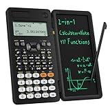 Scientific Calculators Upgraded 991ES Plus Calculators Desktop, ROATEE Calcpad Multiview 4-Line Display with Erasable LCD Writing Tablet, Solar Battery Power with Notepad for School and Business