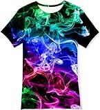 RAISEVERN Boys Neon Shirts Size 10-12 Kids T-Shirt Novelty Graphic-Print 3D Smoke Tees Funny Tops Summer Short Sleeve Shirt Outfits Size 12-14 Years Old