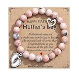 TONY & SANDY First Mothers Day Gifts for New Mom, 1st Mothers Day Gift for New Mom, Beaded Bracelets Women New Mom Happy First Mothers Day Gifts for Pregnant Mom Wife Daughter-in-Law Friend