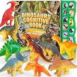 IVOXEX Dinosaur Toys,Dinosaur Sound Book with Pack of 12 Toy Figures,Realistic Roars,Interactive Perfect for Kids Dinosaurs Educational Toys for 3 4 5 6Year Old Boys&Girls