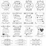 Wxiben Inspirational Rub on Transfers for Crafts - 15 Sheets Vintage Words Rub on Transfers for Furniture Black Warm Letters Rub on Transfer Decal Stickers for Wood Scrapbook DIY Craft Home Decor