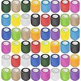 48 Pack Self Adhesive Bandage Wrap 2 Inch 5 Yards, Athletic Elastic Breathable Self Sticking Non Woven Cohesive Medical Wrap for Sports, First Aid, Wrist, Ankle, Vet Wrap