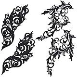 GORGECRAFT 4Pcs 2 Styles Leaves Embroidered Appliques Lace Fabric Black Leaf Flower Sew on Patches DIY Wedding Dress Collar Neckline Trims Applique for Sewing Clothing Hat Bag Jeans Pillow Accessories