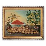Fruit and Bird Still Life Poster Canvas Print Oil Paintings Reproduction World Classics Vintage Wall Art Painting Pictures Home Decor Decoration Kitchen Dorm Room (Retro Framed,12L x16W)