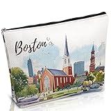 Luvsweets Boston Bag Souvenir Gifts - Boston City Travel Makeup Bag, Boston Theme Watercolor Cosmetic Bag, Boston Lovers Gifts, Massachusetts Gift for Women Girls Traveller