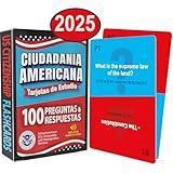 US Citizenship Flash Cards 2025: Study Guide: Ciudadania Americana Spanish and English. 100 Flash Cards incluye Audios Online. USCIS 100 Preguntas y respuestas