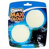 Chuckit' Max Glow Ball Dog Toy, Medium (2.5 Inch Diameter) for dogs 20-60 lbs, Pack of 2