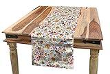Ambesonne Mexican Table Runner, Colorful Nature Inspired Pattern Birds Flowers Leaves and Dots Creativity, Dining Room Kitchen Rectangular Runner, 16" X 72", Red Cream
