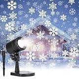 Christmas Snowflake Projector Lights Outdoor LED Snowfall Projection Landscape Lighting Waterproof Plug in Moving Effect Wall Mountable Snow Lights for Indoor Xmas Holiday Home Party New Year Show