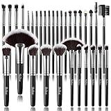 Makeup Brush Set, SOLVE 32 Pieces Professional Makeup Brushes Wooden Handle Cosmetics Brushes Foundation Concealer Powder Face Eye Make up Brushes Kit, Black